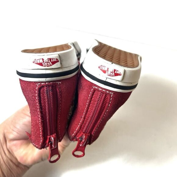Vans Off The Wall Kid Toddler 7 Suede/Canvas Lace Up Shoe Sneaker Red Sk8 Hi Zip - Picture 8 of 12